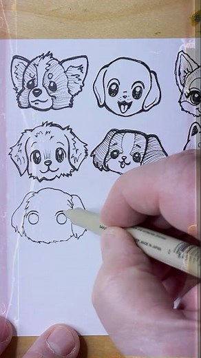 How to draw Anime Dogs Faces 4 #art #drawing #ink #dog #sketch #drawingtutorial #artist #cute