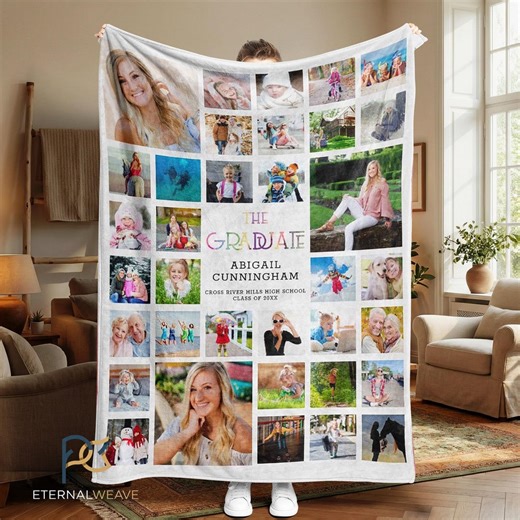 Custom Graduation Blanket | Photo Collage Throw | High School Grad Gift | Personalized Keepsake - Etsy