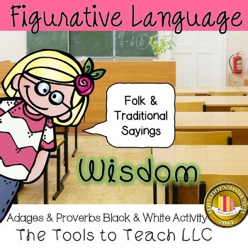 Adages and Proverbs Figurative Language Black and White Task Cards Grades 5 to 8