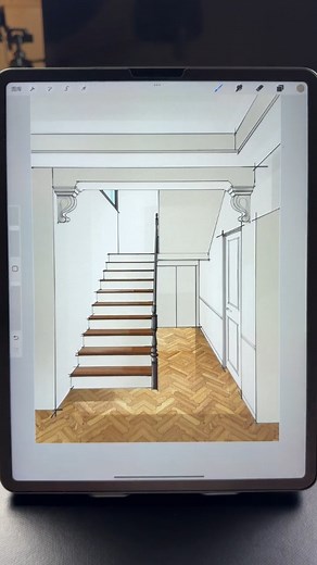 11K views · 2.9K reactions | iPad hand-drawn staircase transformation, the effect is amazing! #fblifestyle #Designer #iPadHanddrawn #InteriorDesign | M M Design | Facebook