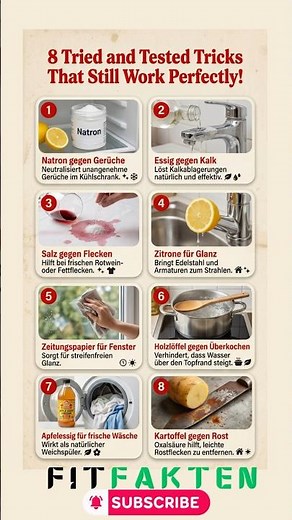 8 altbewährte Tricks, die immer noch perfekt funktionieren! ✨ #HaushaltsHacks