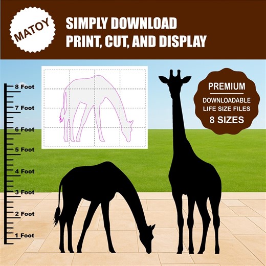 Giraffe Silhouette Template Bundle | Life Size Yard Art and Wall Printable (digital Download) - Etsy