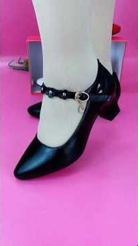Black Pointed Toe Mary Jane Heels | Floral Ankle Strap Pumps for Women