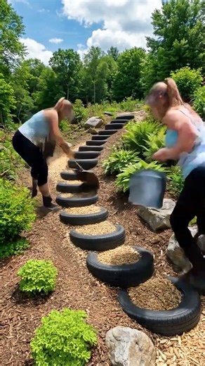 Old Tires to Luxury Stairs! 😱 #Shorts #DIY #Satisfying