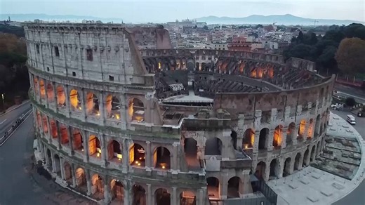 Drone footage captures majesty of Rome's Colosseum