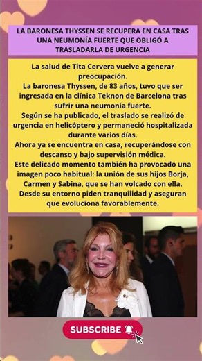 💥 CRECE LA PREOCUPACIÓN POR LA SALUD DE TITA CERVERA TRAS SU INGRESO HOSPITALARIO