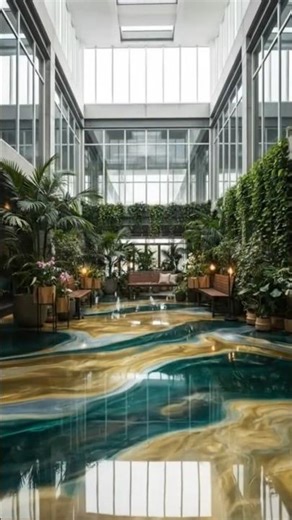 Indoor Garden Atrium Transformation | Stunning Metallic Epoxy Floor Timelapse