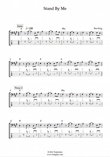 Stand By Me (Ben E. King) - Tablature Basse
