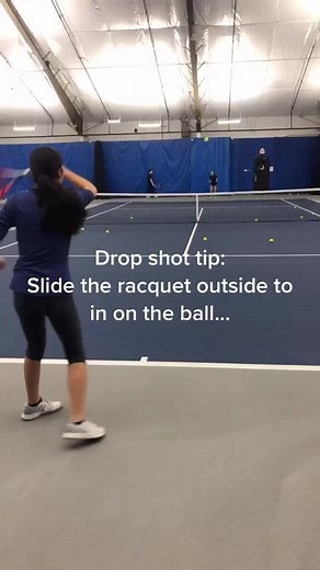 Drop shot bounce control comes from sliding outside to in on the ball. #tennis #tips #highschool #foryoupage #strandtennis