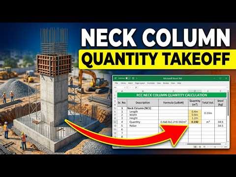 How to Calculate Neck Column RCC Quantity Takeoff | Excel & PlanSwift BOQ Tutorial 2026