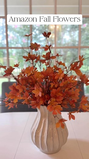 These fall flowers from @amazon are a great tone of orange, not super bright. They matching perfectly with my muted oranges in my fall kitchen. Comment FLOWERS for link to be sent to your dms. #fallflorals #amazonfinds #amazonhome #falldecor #falldecorations #fallhomedecor #autumn #cozyhome #fallinspo #founditonamazon #fallflowers | Kathryn Packard