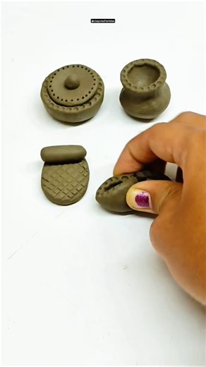 diy mini clay kitchen set, #miniature #art #kitchenset #clay #creativeclayideas #claypot #blackclay