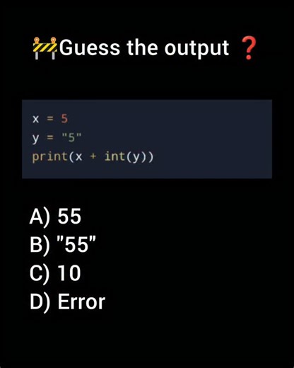 Daily python tips on Instagram: "Comment your answer 👉 ♥️Like ⏩Share it with your friends 📌Save 🚀Follow @pythoneducator #python #pythondaily #pythonforbegginers #pythontips #instagrowth #pythoncode #viral #pythonsnippet #pythonprogramm #viralreels #explorepage✨ #explorereel#explore"