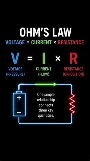 Ohm’s Law Explained Visually #OhmsLaw #Electricity #Engineering #Physics #ScienceShorts #Learning