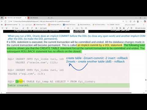 LAB 8 Transactions Using Oracle Live SQL and Oracle Database Server