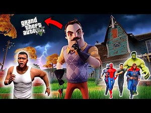 Franklin Fight With Hello Neighbor For Save Avengers in gtav | GTAV Avengers | A.K GAME WORLD