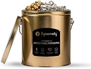 Popinsanity Gourmet Popcorn 1 Gallon Tin Overflowing w/ 2 Most Popular Popped Popcorn Flavors: Cookies N' Cream and Caramel Chocolate Drizzle - Prime Bucket Gift Box. 10-15 People. Kosher, Non-Dairy, Non GMO