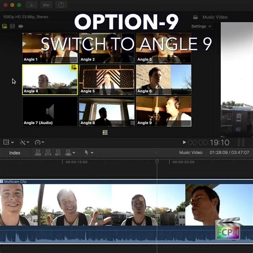 Final Cut Pro Shortcut | Option-9 | Switch to Viewer Angle 9