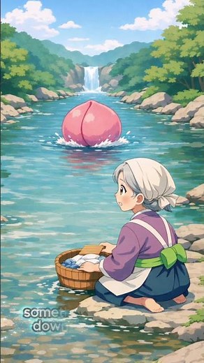 川から流れて来た桃｜1フレーズ英語（桃太郎）