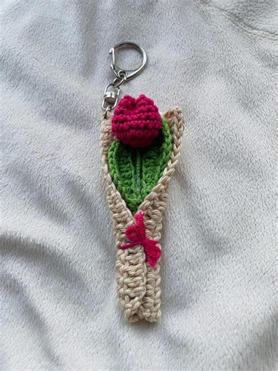 Crochet Tulip Bag Charm | Handmade Flower Keychain | Cotton Blend Purse Accessory | Mother’s Day Gift Idea - Etsy