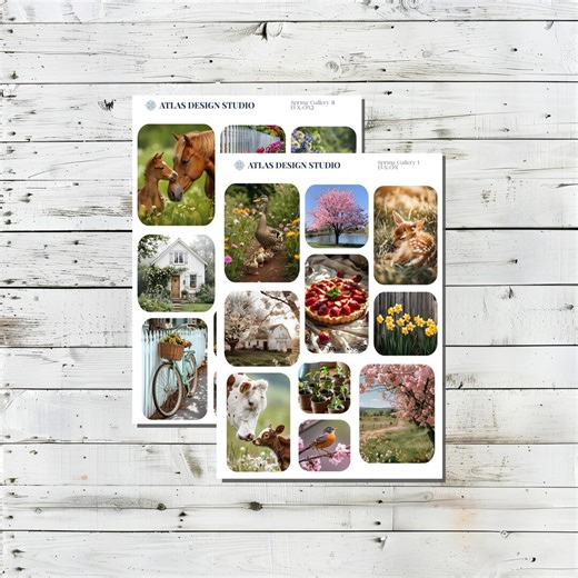 Spring Gallery Sticker Sheets | Spring Theme Photo Style Stickers | Themed Stickers for Planners, Journals & Scrapbooks - Etsy