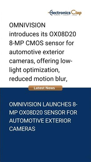 OMNIVISION Launches OX08D20 8MP CMOS Sensor | Next-Gen Automotive Vision & Cybersecurity 🚗🔒 #news