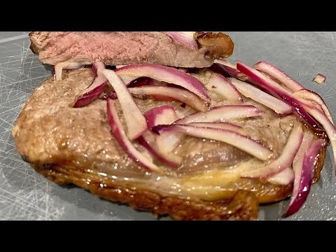 Bife acebolado na airfryer. Fiz com contra-file! Contra-file acebolado!