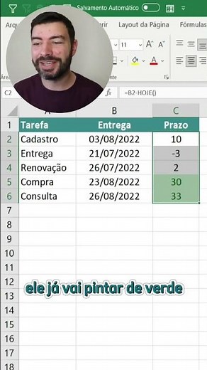 Automatic deadline control with colors in Excel