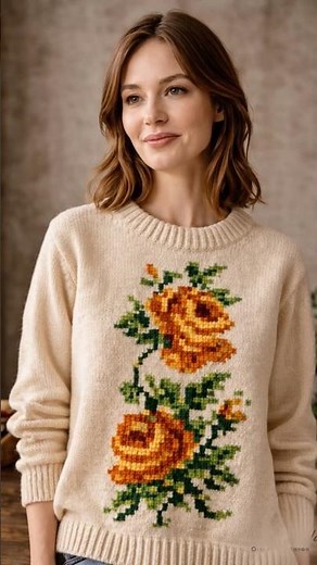 Floral Sweater Knitting Pattern 🌿 Cozy Intarsia Design 🧶