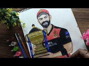 How to Draw Virat Kohli with IPL 2025 Trophy | Step-by-Step Color Tutorial