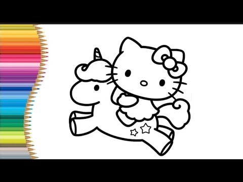 How to Draw Hello Kitty Riding a Unicorn 🦄 | Easy Cute Drawing Step by Step