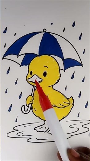 small duck drawing, simple drawing in kids