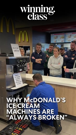 Winning Class on Instagram: "McDonald’s ice cream machines don’t fail by accident. Every store is required to use the Taylor C602, an $18,000 machine that runs a nightly self-cleaning cycle. When that cycle errors out, the machine locks itself completely and can only be reset by a Taylor-certified technician, who charges a fee. Franchisees lose sales, waste time, and rack up thousands in service costs, all while customers hear the same excuse: “the machine is broken.” In 2019, a startup called K