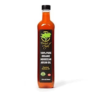 Essence of Argan Organic Moroccan Argan Oil for Cooking, Vegan Eco-Certified USDA-Approved Natural Argan Oil, Great Culinary Oil and Keto Dressing Rich in Nutrients, 25 Ounces