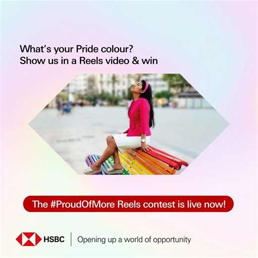 The #ProudOfMore Reel contest is now live! Find out the meaning of the colours in the #PrideFlag with the #ProudOfMore Filter. Make a reel and stand a chance to win an exclusive #Pride hamper and Amazon voucher worth INR 1,000. Just follow these simple steps: 1. Open the filter on #Instagram Reels 2. You can find the filter in the ‘Effects’ section on our Instagram handle or at https://grp.hsbc/ProudOfMore 3. Make a #Reels video using the filter and point to the colour that speaks to you the mos