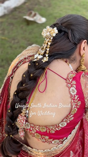 Unique South Indian Braid for Wedding #braid #hairstyle #easyhairstyle #weddinghairstyles #shorts