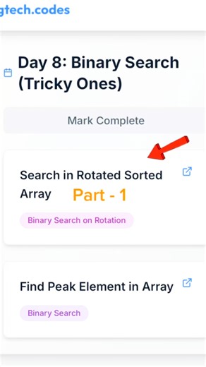 DSA in Telugu on Instagram: "Part 1 : Q 15 - Search in Rotate Sorted array Thanks for the support, this part is all about getting the logic and intuition. Make sure you code first . We will Upload coding part soon.. . . . #dsa #btech #codinglife #discipline #techtips #placement #coding #leetcode #interview #thanks"