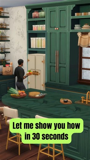 ElliSims | French Country style built in fridge - functional and mod/cc free! 🏠 Have you ever had a green themed kitchen?? 🍏 What style of kitchen... | Instagram