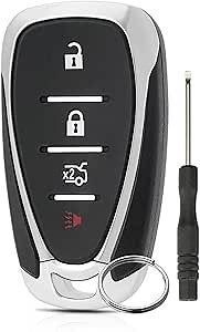 4 Button 433MHz Car Remote Control Key for Chevy Malibu Camaro Cruze 2016 2017 2018 2019 2020 2021 Traverse Sonic Equinox Spark Remote Car Key Fob (HYQ4EA) ID46 Chip with Keyring and Screwdriver