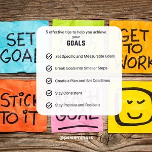 Check Out These 5 Effective Tips for Goal Setting and Achieving! 🏆 ✅Set Clear Goals: Be specific about what you want to achieve. ✅Break It Down: Divide big goals into smaller, manageable steps. ✅Create a Plan: Keep your goals in mind daily and stay focused. ✅Stay Consistent: Adapt your approach if things aren’t working as planned. ✅Stay Positive: Acknowledge and reward your achievements along the way. Happy goal setting! What's one goal you're excited to tackle? Share in the comments! 🎯✨ #Goal
