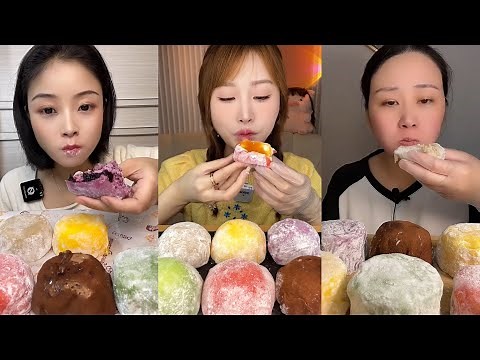 🍡 Rainbow Cream Mochi Mukbang | Chewy, Sweet & Colorful ASMR ✨🧁
