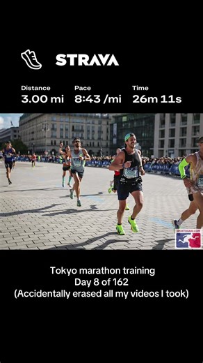 Whoops. Had to clear space on my phone and deleted everything I filmed for day 8. So here’s an action shot in Berlin where I had a smile pasted on my face for the last 5 miles because I knew I was on pace to get my best ever time. #tokyomarathon2026 #marathontraining