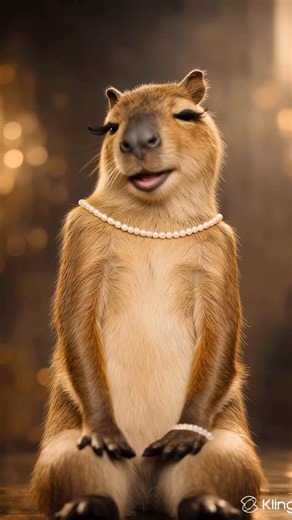 Paws Hit The Beat on Instagram: "I’m pretty asf and I know it 💅🐹✨ Confidence level: capybara in pearls Who else felt this energy?? 👑💃 DanceTrend #prettyfacechallenge #animaldance #capybara #cutecapybara"
