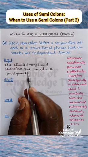 4.8K views · 95 reactions | Uses of Semi Colons: When to use a Semi Colon (Part 2) | Table of Knowledge TV | Facebook