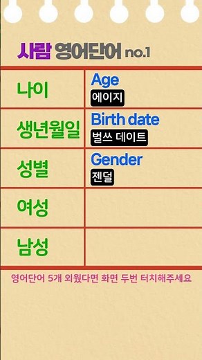 From 'age' to 'gender', memorize just 5 English words for everyday life!