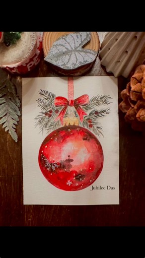 Christmas card painting tutorial! 🎨💫♥️ #holidayseason #holidaycards #reelsvideoシ#fbreels #viralreelschallenge #reelsvideo #trendingreel #reelsfb #explorepage #wetonwet #love #Christmas #Cardmaking | Jubilee Das