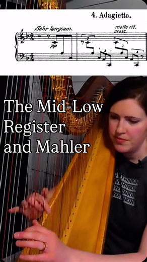 It’s tricky to score in the mid-low harp register in orchestration, but it can be done! Learn more about all the registers of the harp in my new YouTube video: Understanding the Range of the Pedal Harp #composeharp #mahler5 #harpistsofinstagram #orchestration #scoring #musicscoring #composersofinstagram | Danielle Kuntz - New Music Harpist