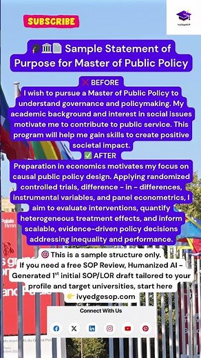 🎓🏛️📄 Sample Statement of Purpose for Master of Public Policy #SOPTips #GradSchool #publicpolicy