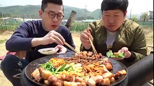 Samgyeopsal & vegetables with Garma - Mukbang eating show | Heungsam Family