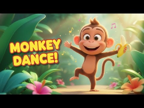 Monkey Dance Song for Kids 🐒 Banana Shake & Wiggle! | Action Songs & Nursery Rhymes